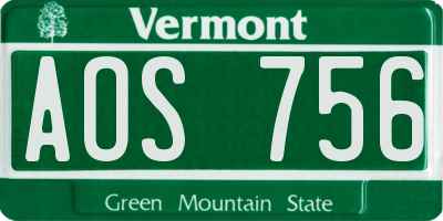 VT license plate AOS756