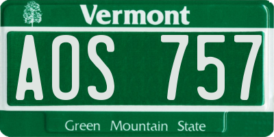 VT license plate AOS757