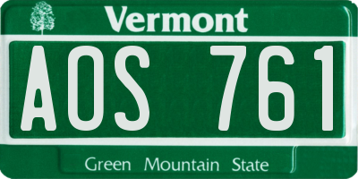 VT license plate AOS761