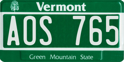 VT license plate AOS765