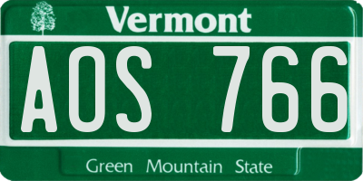 VT license plate AOS766