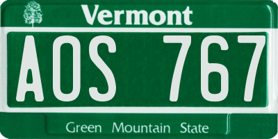 VT license plate AOS767