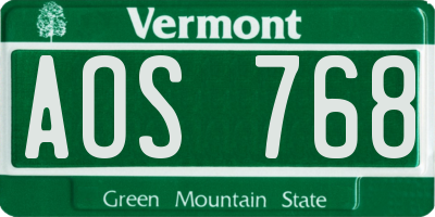 VT license plate AOS768