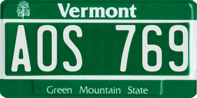 VT license plate AOS769