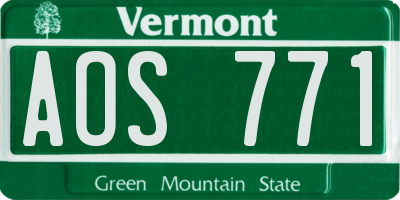 VT license plate AOS771