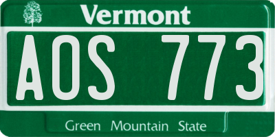 VT license plate AOS773