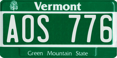 VT license plate AOS776