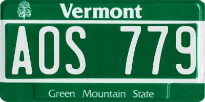 VT license plate AOS779