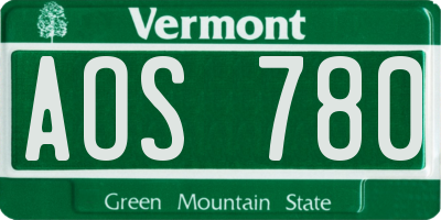 VT license plate AOS780