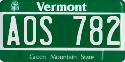 VT license plate AOS782