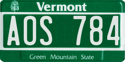 VT license plate AOS784