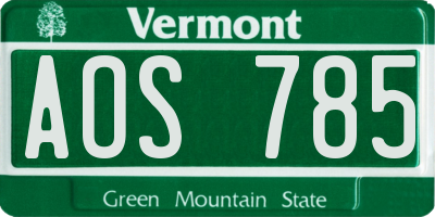 VT license plate AOS785
