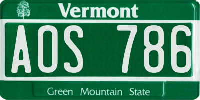 VT license plate AOS786