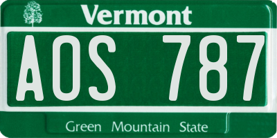 VT license plate AOS787