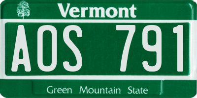 VT license plate AOS791