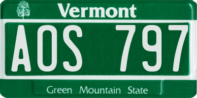 VT license plate AOS797
