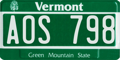 VT license plate AOS798