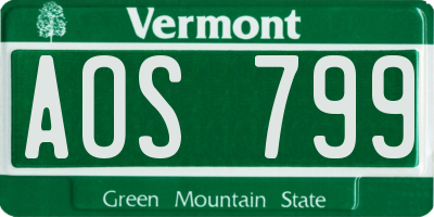 VT license plate AOS799