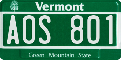 VT license plate AOS801
