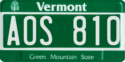 VT license plate AOS810