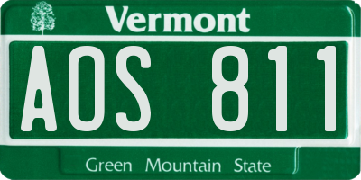 VT license plate AOS811