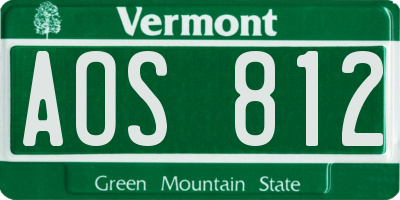VT license plate AOS812