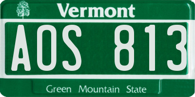 VT license plate AOS813