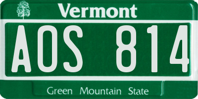 VT license plate AOS814