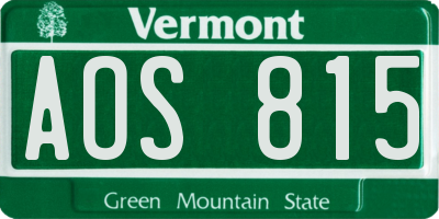 VT license plate AOS815