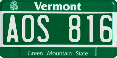 VT license plate AOS816