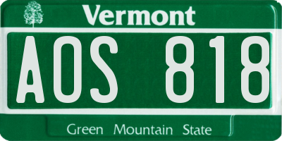VT license plate AOS818