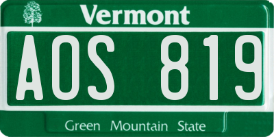 VT license plate AOS819