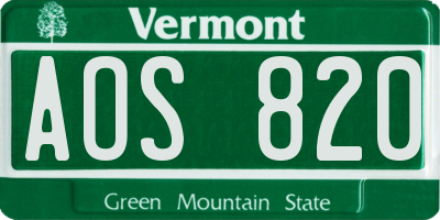 VT license plate AOS820