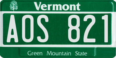 VT license plate AOS821