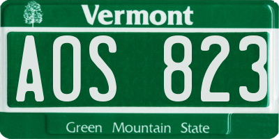 VT license plate AOS823