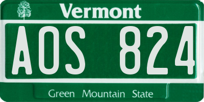 VT license plate AOS824