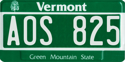 VT license plate AOS825