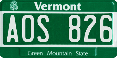 VT license plate AOS826