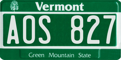 VT license plate AOS827