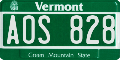 VT license plate AOS828