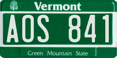 VT license plate AOS841