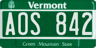 VT license plate AOS842