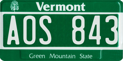 VT license plate AOS843