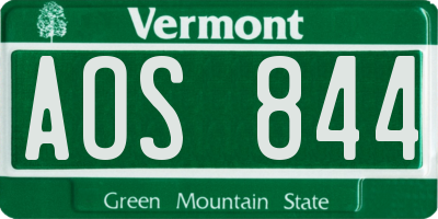 VT license plate AOS844