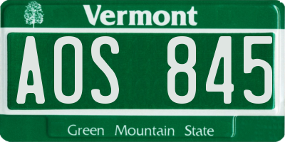 VT license plate AOS845