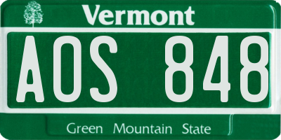 VT license plate AOS848