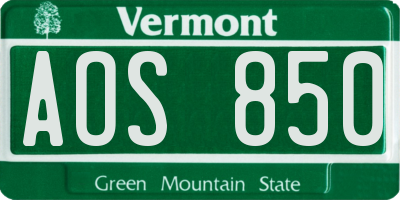 VT license plate AOS850