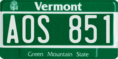 VT license plate AOS851