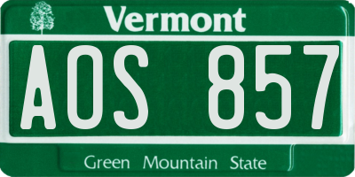 VT license plate AOS857