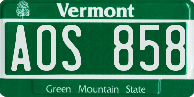 VT license plate AOS858